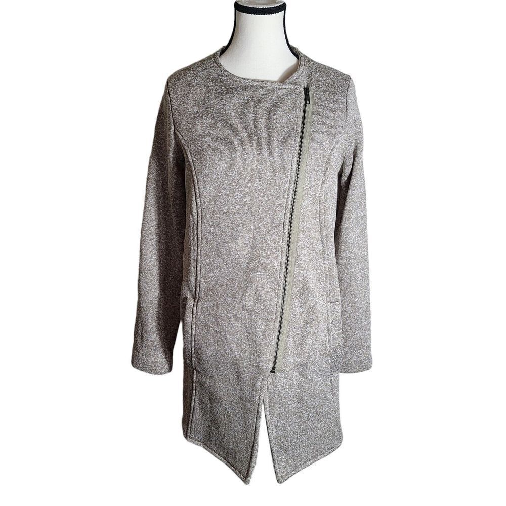 Banana Republic long line Asymmetrical Zip Front Moto Style Fleece Jacket Medium